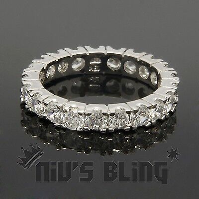 18K White Gold Plated CZ Wedding Engagement Band Eternity Women Promise Ring Niv's Bling - фотография #6