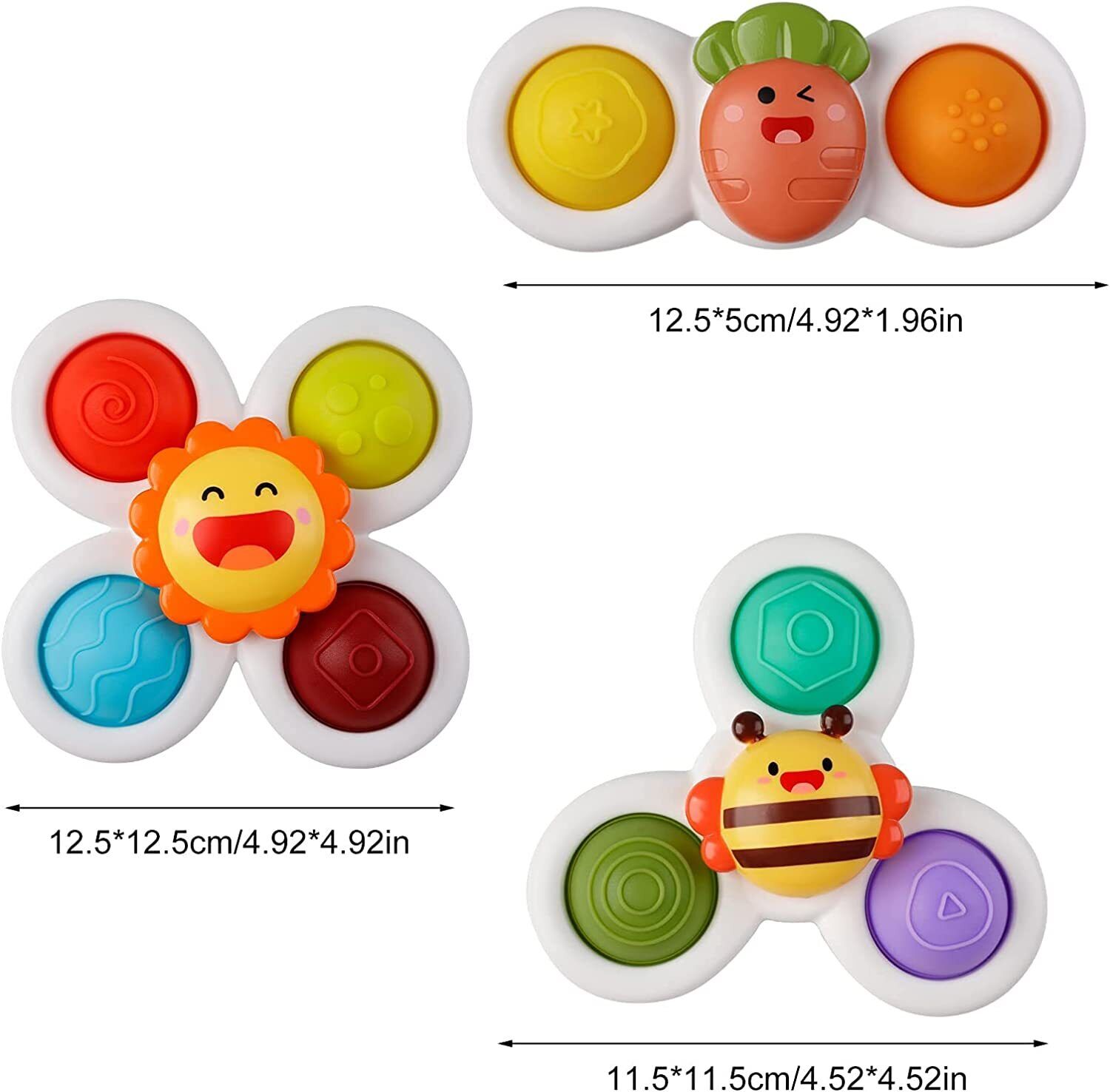 Suction Cup Spinner Toys 3PCS Kids Spinning Top Toys Baby Dimple Sensory Toy Mini Tudou does not apply - фотография #5