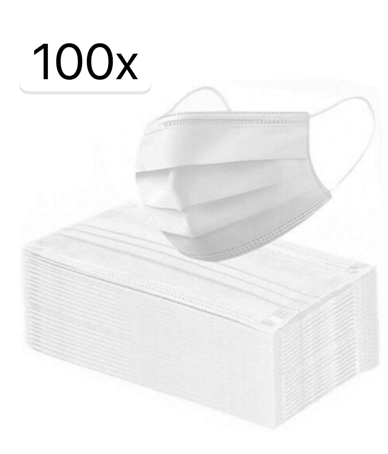 100 Pcs White Face Mask with Filter Mouth & Nose Protector Respirator Masks USA Unbranded Does Not Apply