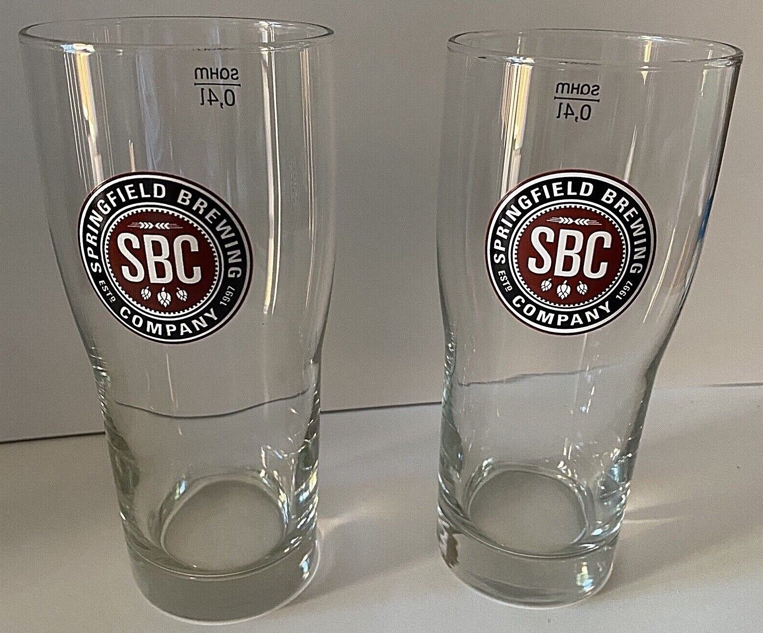 SBC Springfield Brewing Company Brew Pub Beer Glass *Set Of 2 Pint Glasses* Springfield Brewing Company
