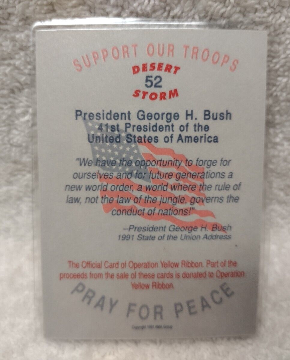  Custom 1991 Pres "George H Bush" .999 Pure 1 Grain Silver Bar Card Desert Storm Без бренда - фотография #3