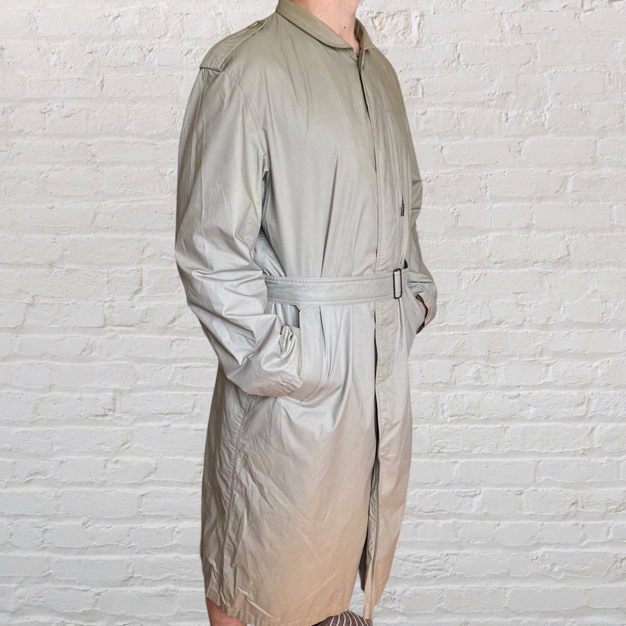 Vintage Bogner Beige Long Trench Coat Safari Made in West Germany Size: Large Bogner - фотография #2