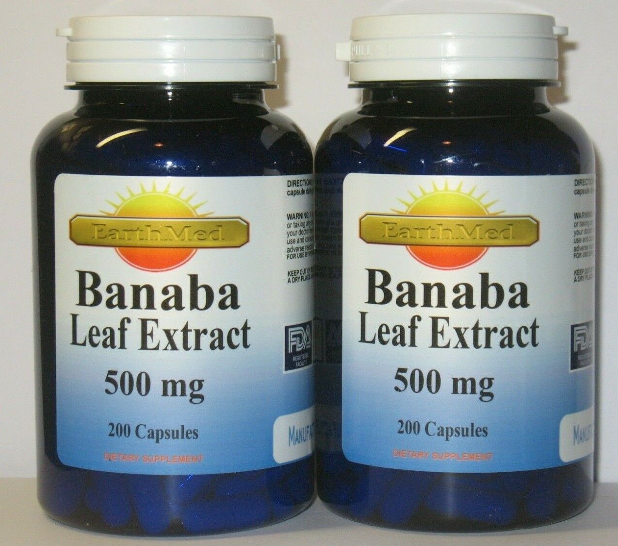 2x Banaba Leaf Extract 500mg 400 capsules total EarthMed 14382