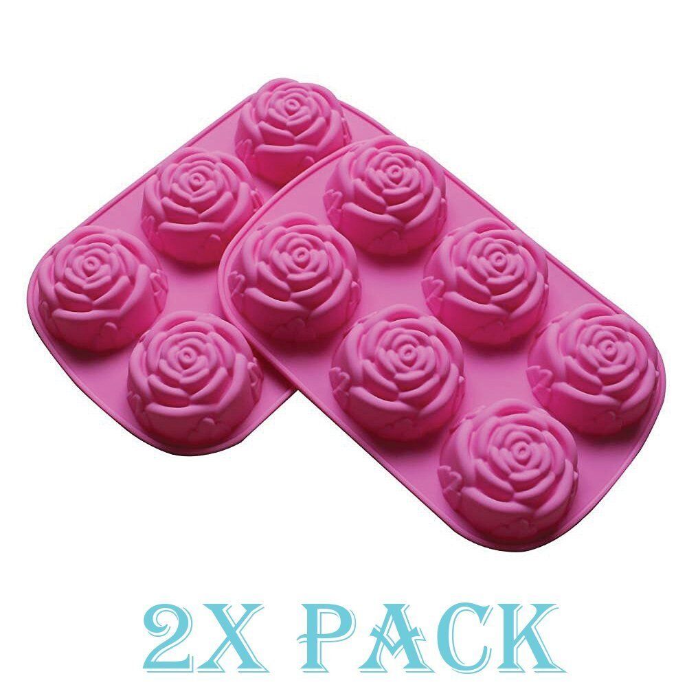 2 Pack Large Rose Delicate Flower Silicone Cake Mold Chocolate mould candy Soap Unbranded Does Not Apply