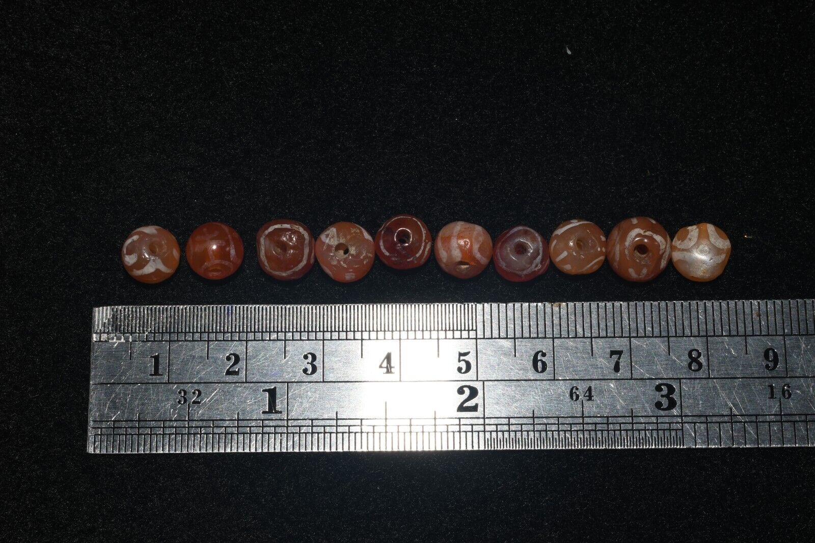 Authentic 10 Ancient Indus Valley Etched Round Carnelian Beads Ca. 2600-1700 BCE Без бренда - фотография #10