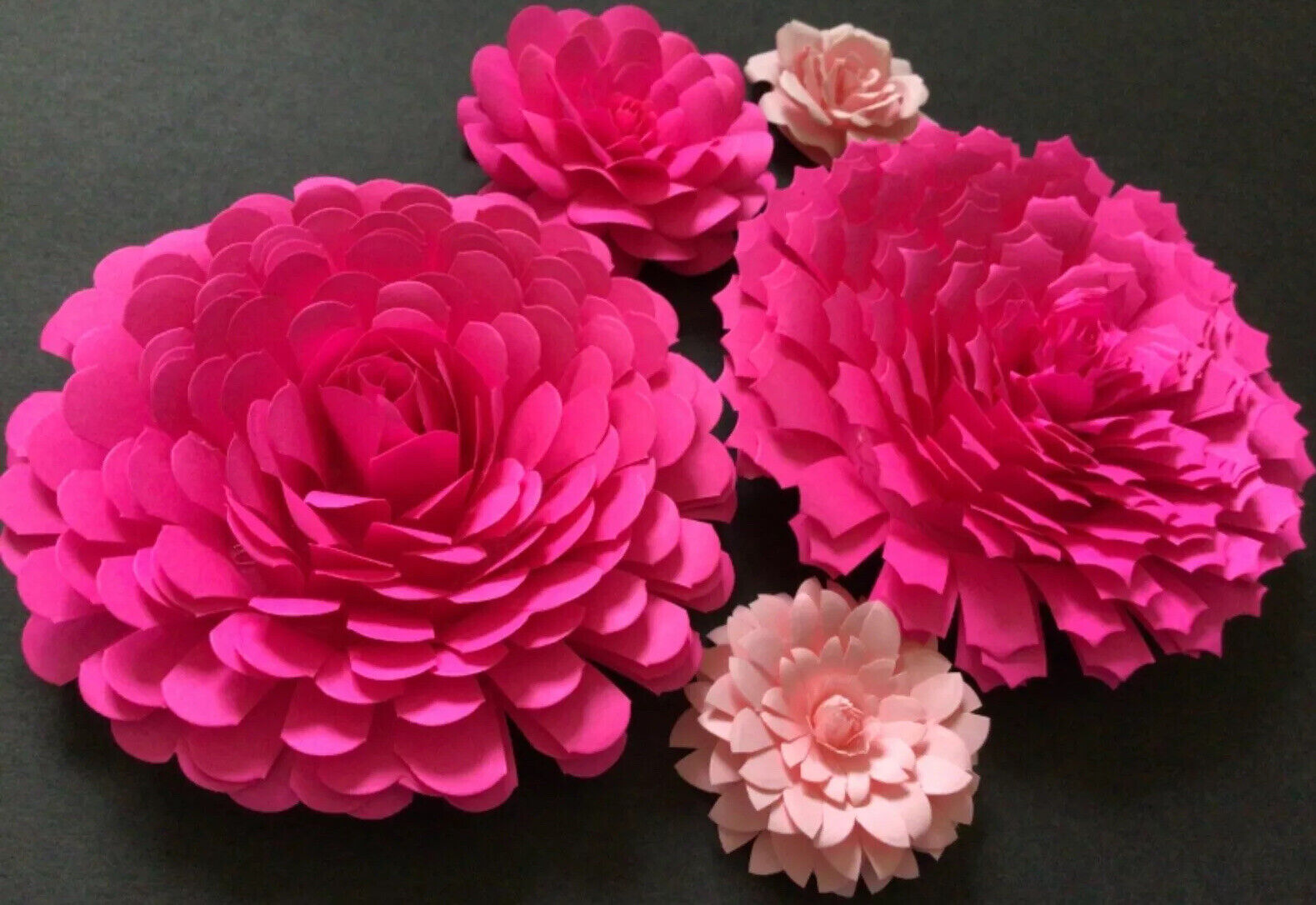 Paper Flowers 3-D Handcrafted 5 pcs Pink DIY Wedding Party Decor Craft Backdrop Unbranded Small Backdrop - фотография #7