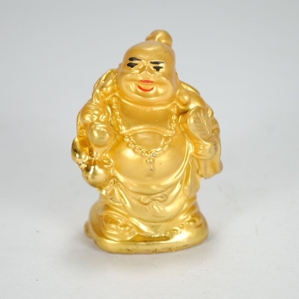 SET OF 6 GOLDEN HAPPY BUDDHA STATUES 2" Gold Color Hotei Fat Laughing Resin Lot Без бренда - фотография #6