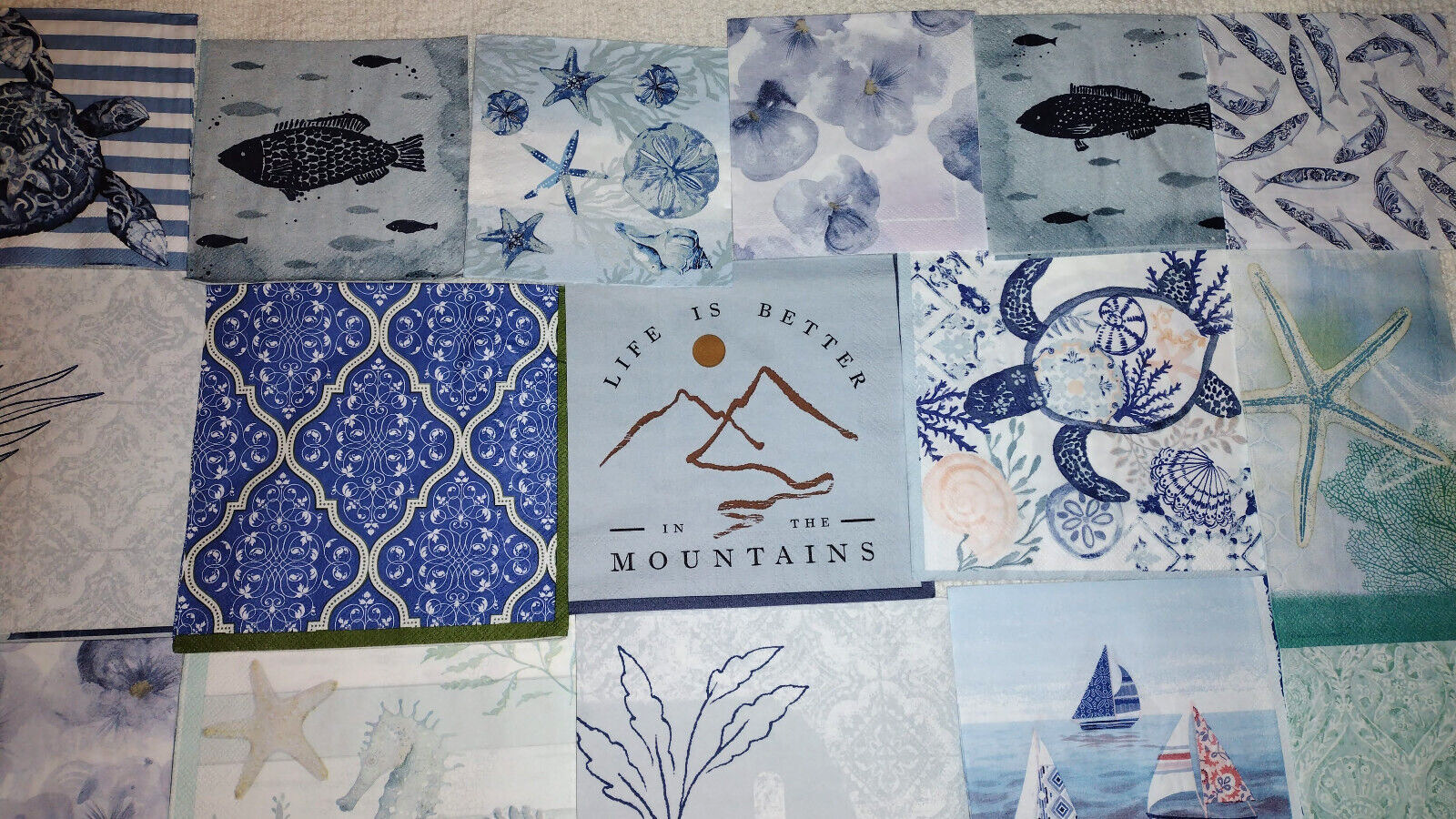 39 WATER NATURE SOOTHING BLUES ~ LOT SET MIXED Paper Napkins ~ Decoupage Crafts Без бренда - фотография #3
