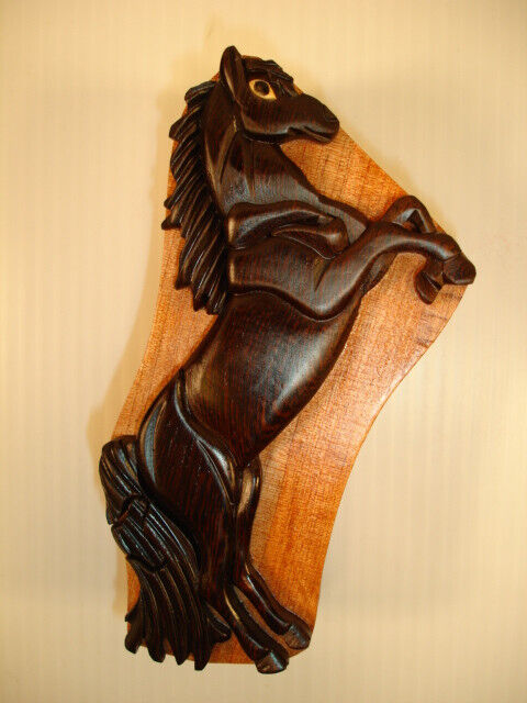 Hand crafted 3D Intarsia Wood Art HORSE Puzzle Wooden Box Wild Animal Без бренда