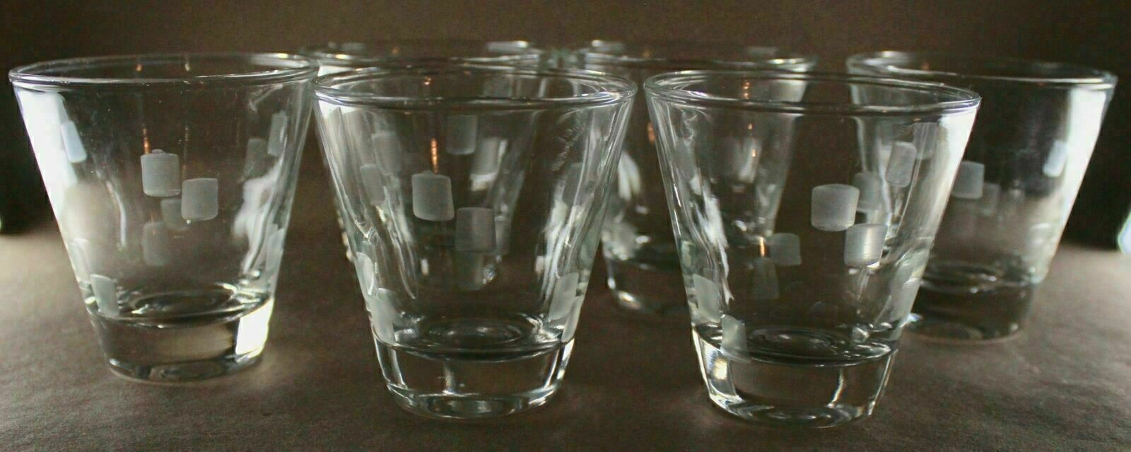 Cocktail Glasses Retro Mid-Century Modern Etched Glass Minimalist Design Lot 6 Без бренда - фотография #4