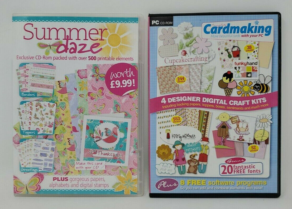 Lot of 2 Cardmaking CD ROMs - PC/MAC - Summer Daze and Complete Cardmaking 2011 Unbranded