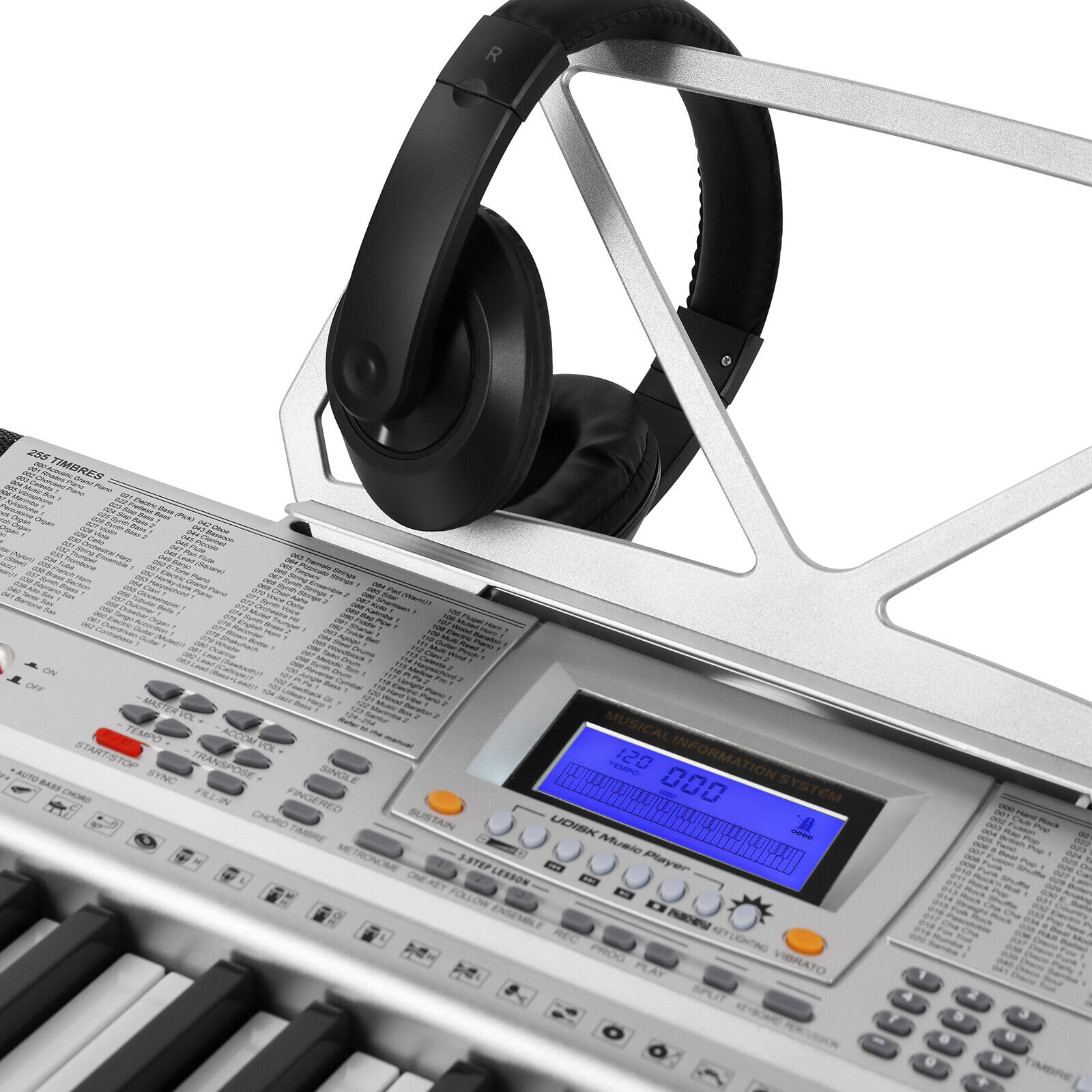 Portable 61Key Electronic Lighted Keyboard Piano LCD Screen Headphone Microphone Mustar S6010400 - фотография #16