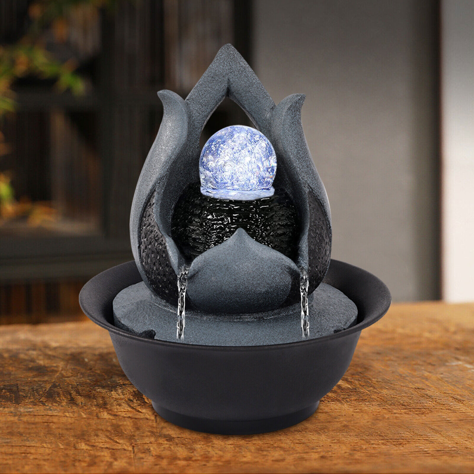 Tabletop Water Fountain Meditation Indoor Waterfall Fountain W/LED Rolling Ball Unbranded Does not apply - фотография #3