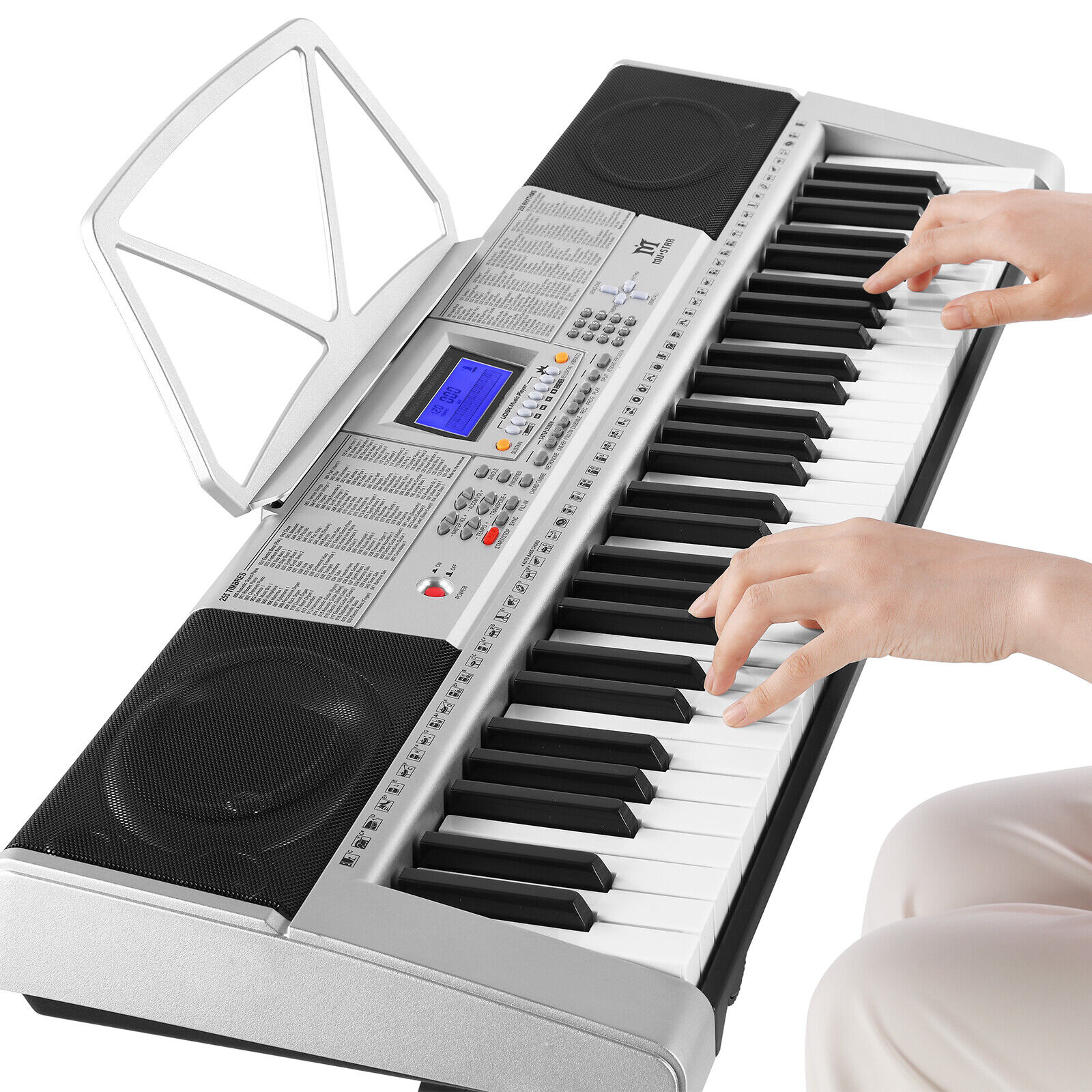 Portable 61Key Electronic Lighted Keyboard Piano LCD Screen Headphone Microphone Mustar S6010400 - фотография #13