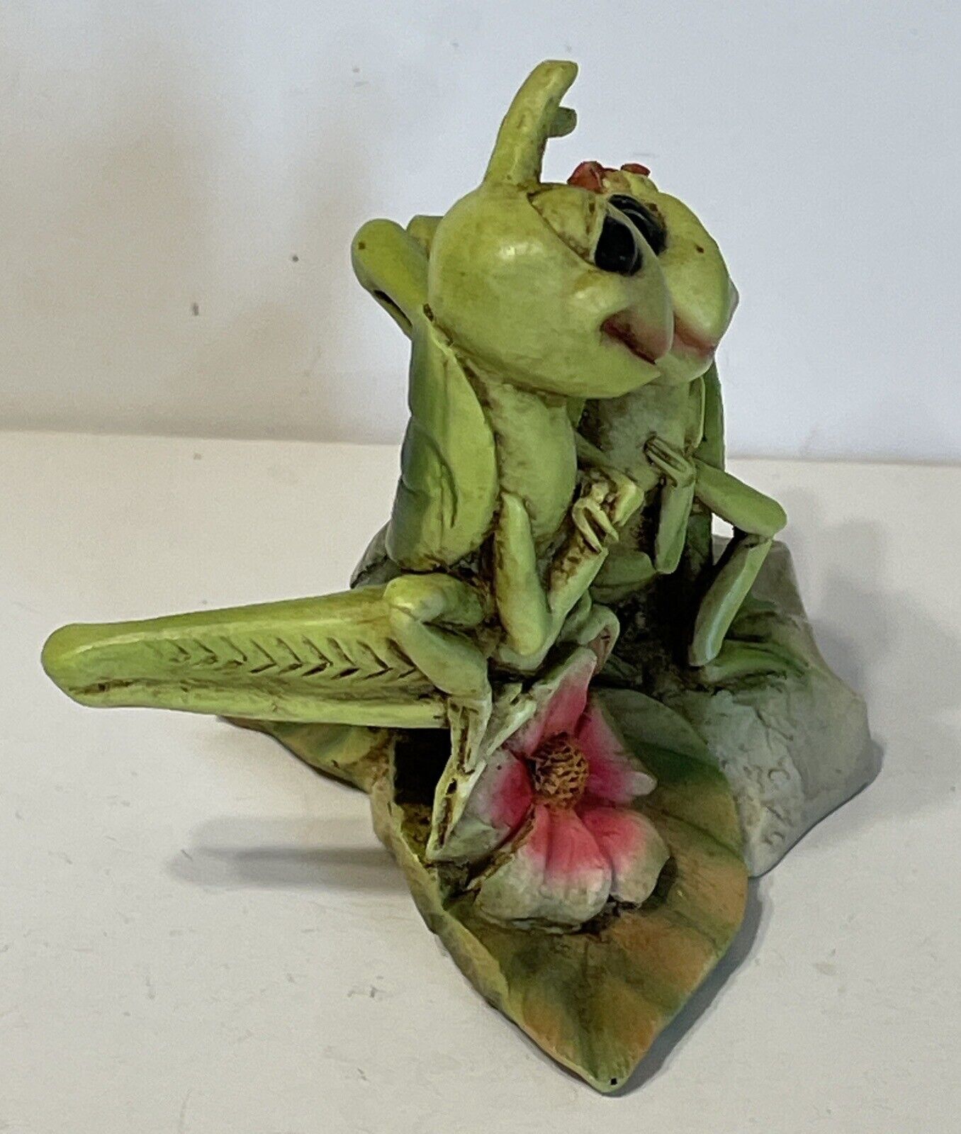 New Grasshopper Lovers Sculptures By Castagna Flower Leaf Figurine COA Без бренда - фотография #5