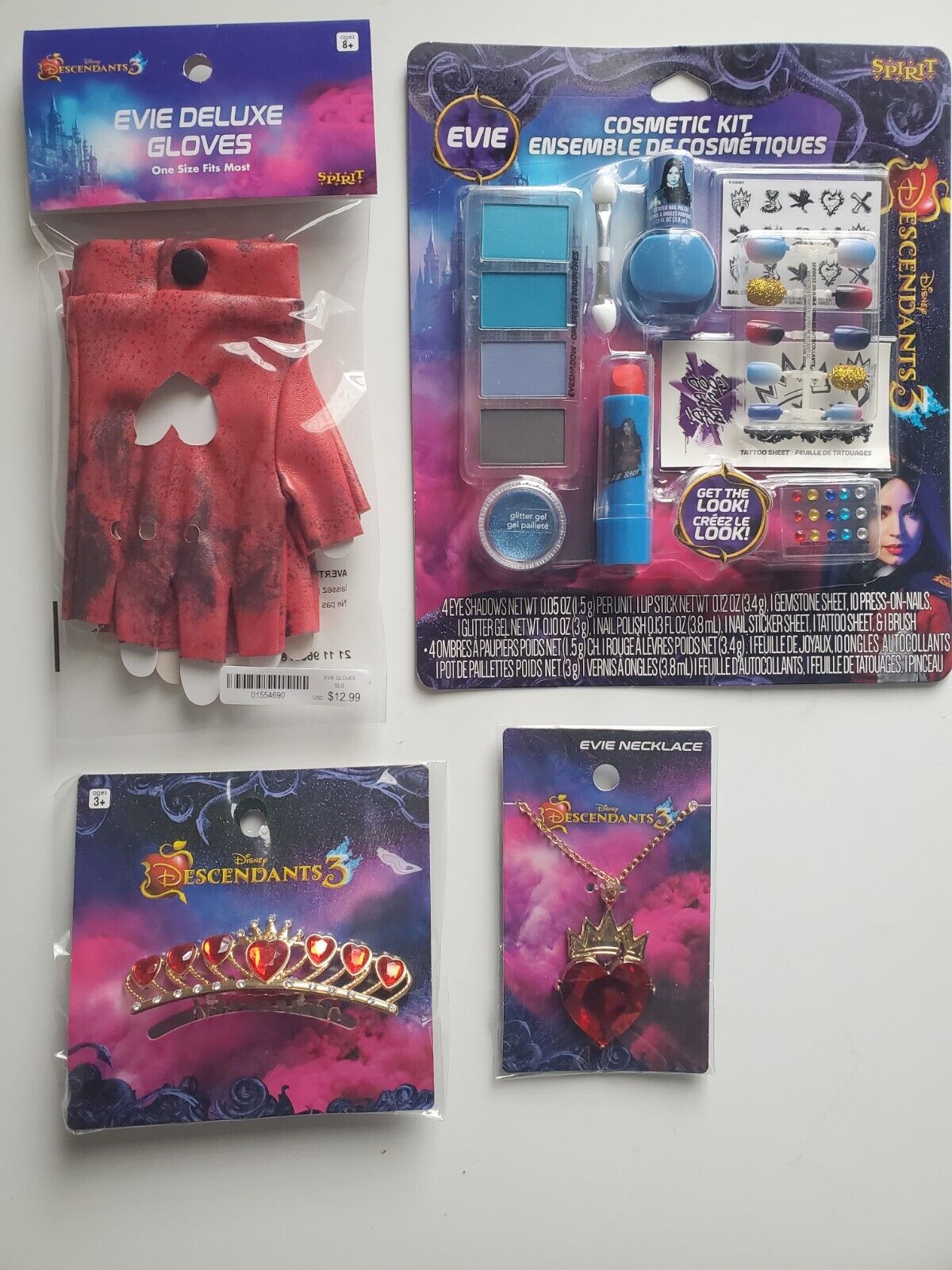 Evie Descendants 3 Cosply Costume Crown Necklace Gloves Make up Accessories  LOT Disney
