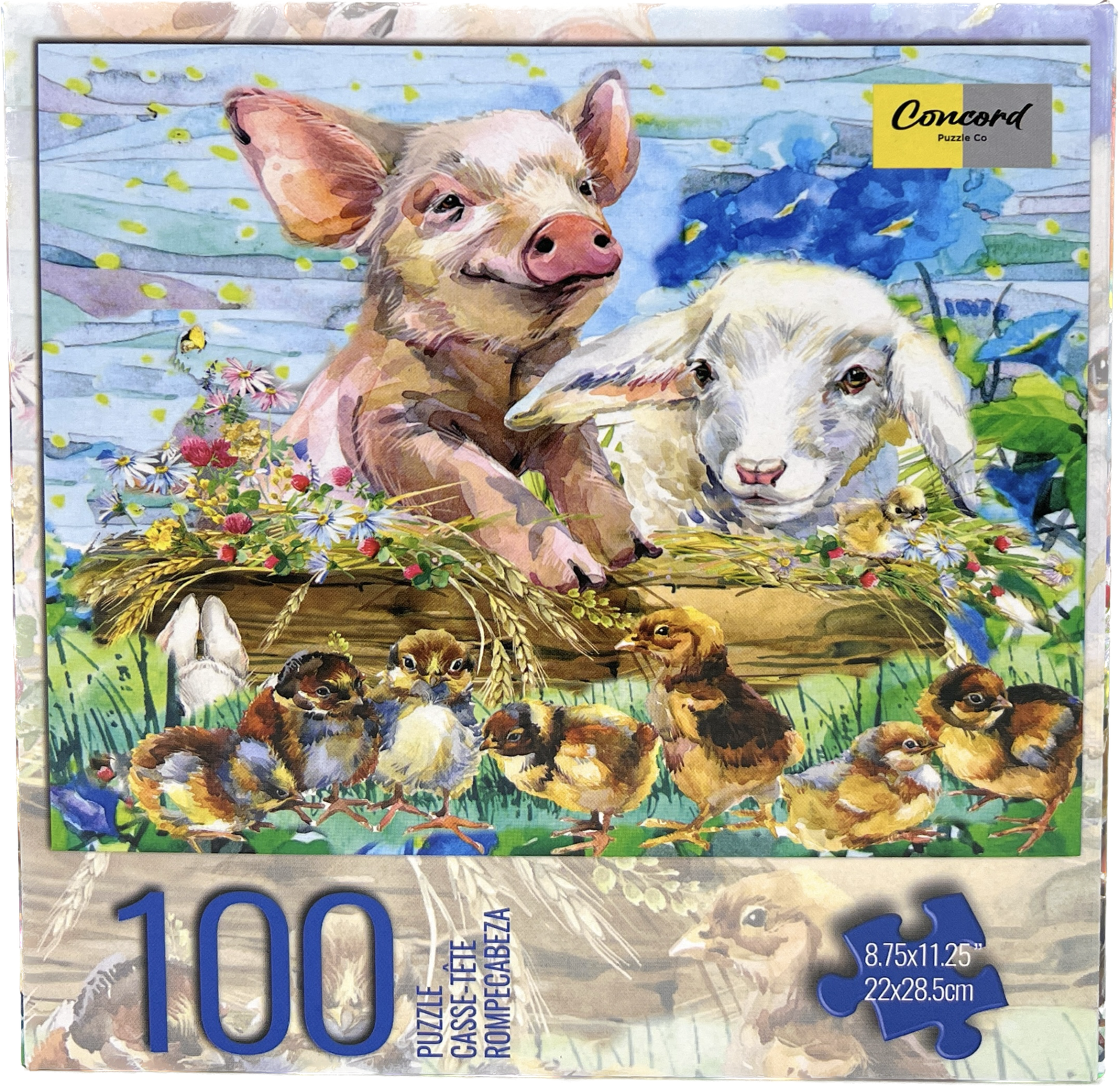 Lot 4 100 Piece Jigsaw Puzzles Kids Horses Cows Puppies Goat Kittens Easter Toys Karmin - фотография #6