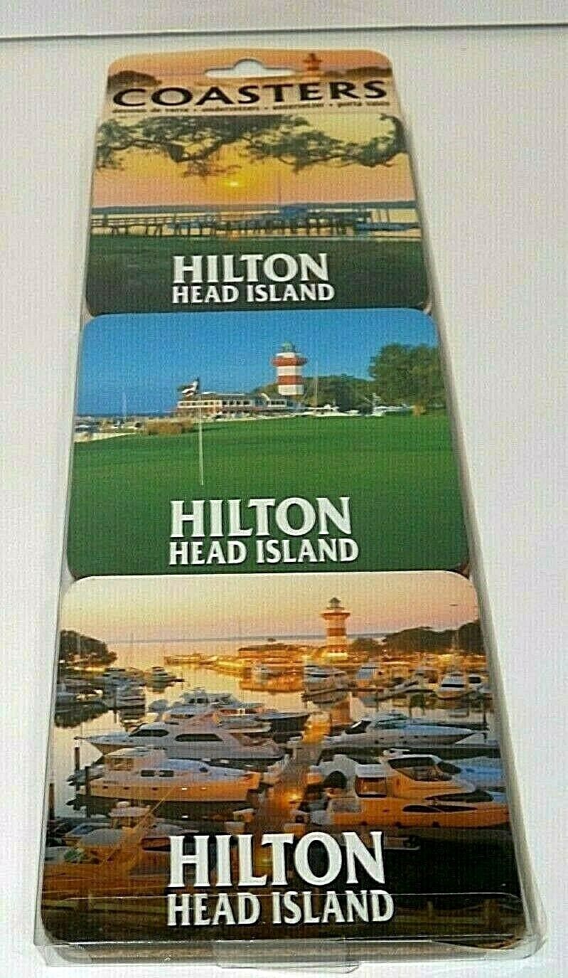 Hilton Head Island Photo Coasters Set 6 Cork Backed Stylish Reusable Souvenir  Без бренда - фотография #4