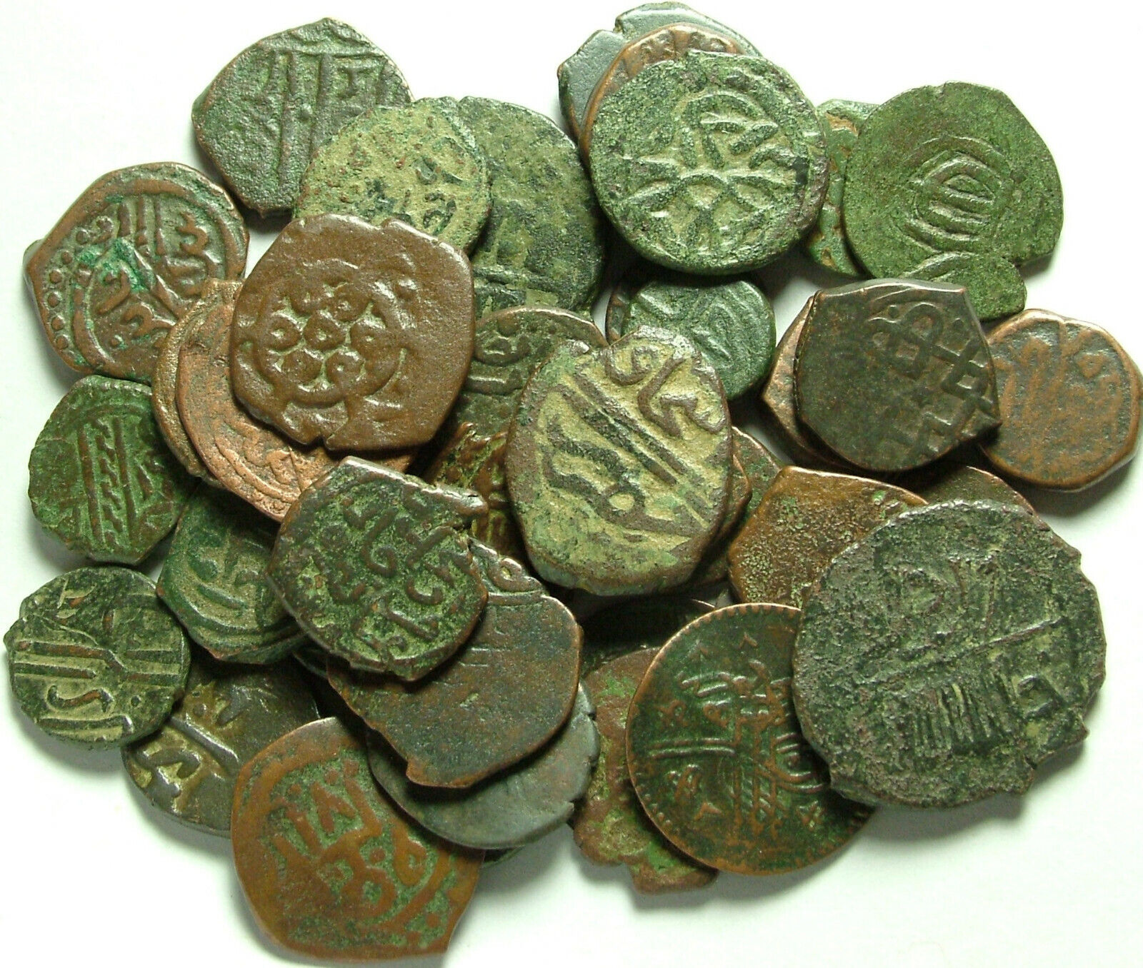 Lot 3 Rare original Islamic copper Bronze Mangir coins/Arabic/Ottoman Empire 15c Без бренда
