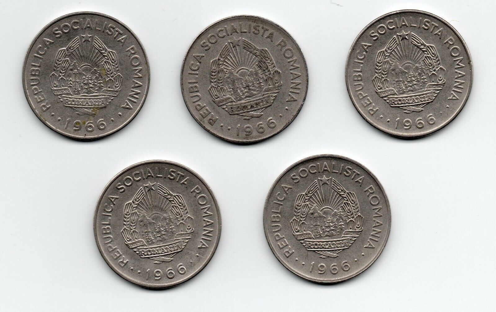 Romania coins LOT (5 x 1 leu) 1966, VF-XF Без бренда - фотография #2