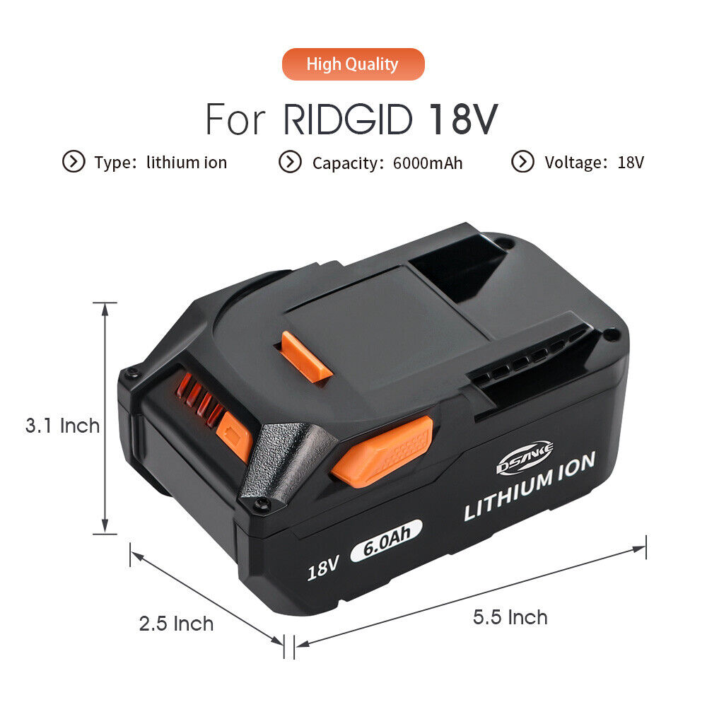 2PACK for Ridgid R840085 6.0Ah Lithium Battery Rigid 18Volt R840087 Power Tools For Ridgid R840085 - фотография #3