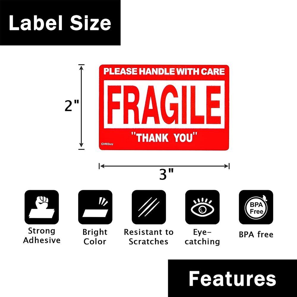 2 Rolls 2" x 3" Fragile Handle With Care Thank You Stickers Labels 500 Per Roll Unbranded/Generic Does not apply - фотография #11