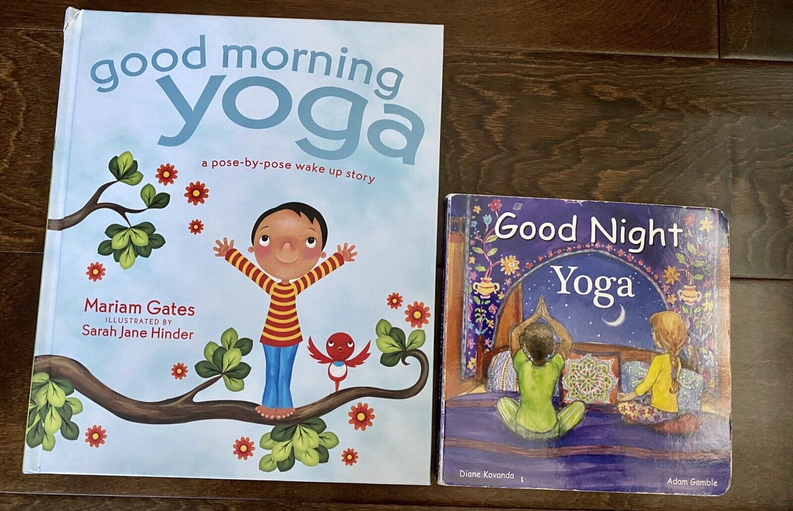 Lot of 2 Yoga Books Good Morning Night Yoga Kid Children Board Baby Без бренда