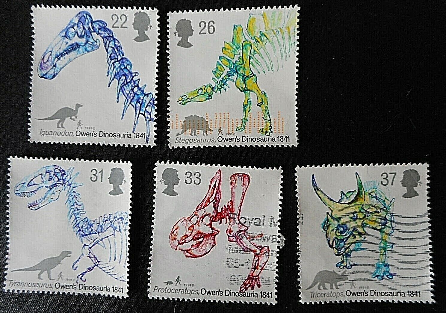 Great Britain 1991 0wen's Dinosauria used set of 5 stamps Без бренда