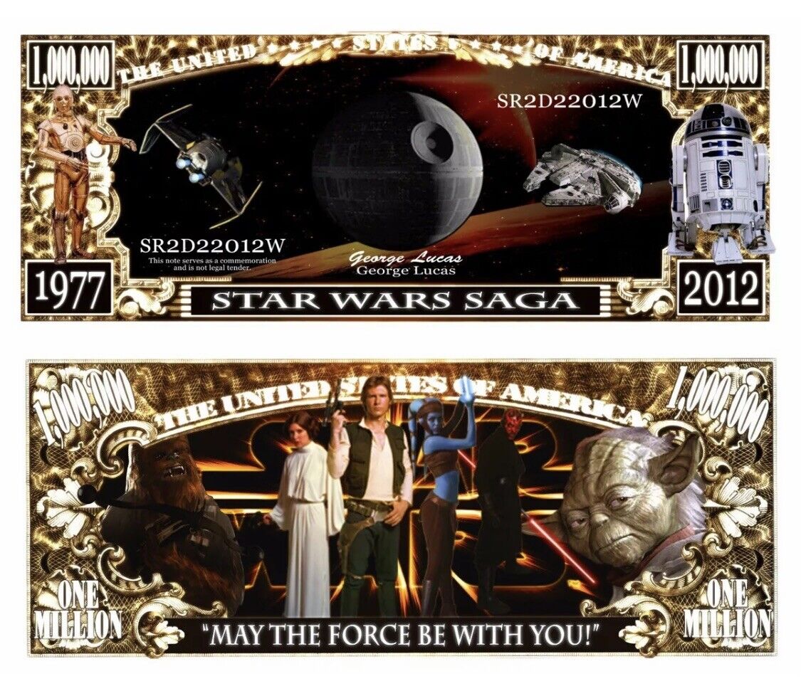 Star Wars Death Star Pack of 100 Collectible 1 Million Dollar Bills Funny Money Disney