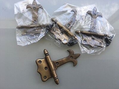 8 small Brass DOOR small hinges vintage age antique style aged screw heavy 3" B Без бренда - фотография #9