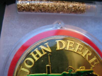 1-OZ.JOHN DEERE MODEL 4020 TRACTOR CHRISTMAS GIFT .999  24K EGP SILVER COIN+GOLD JOHN DEERE - фотография #2