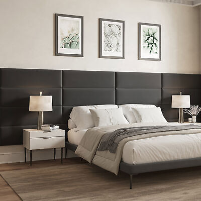 38" x 11.5" Upholstered Wall Mounted Headboard Panels, 12 PCs, Black Onebigoutlet does not apply