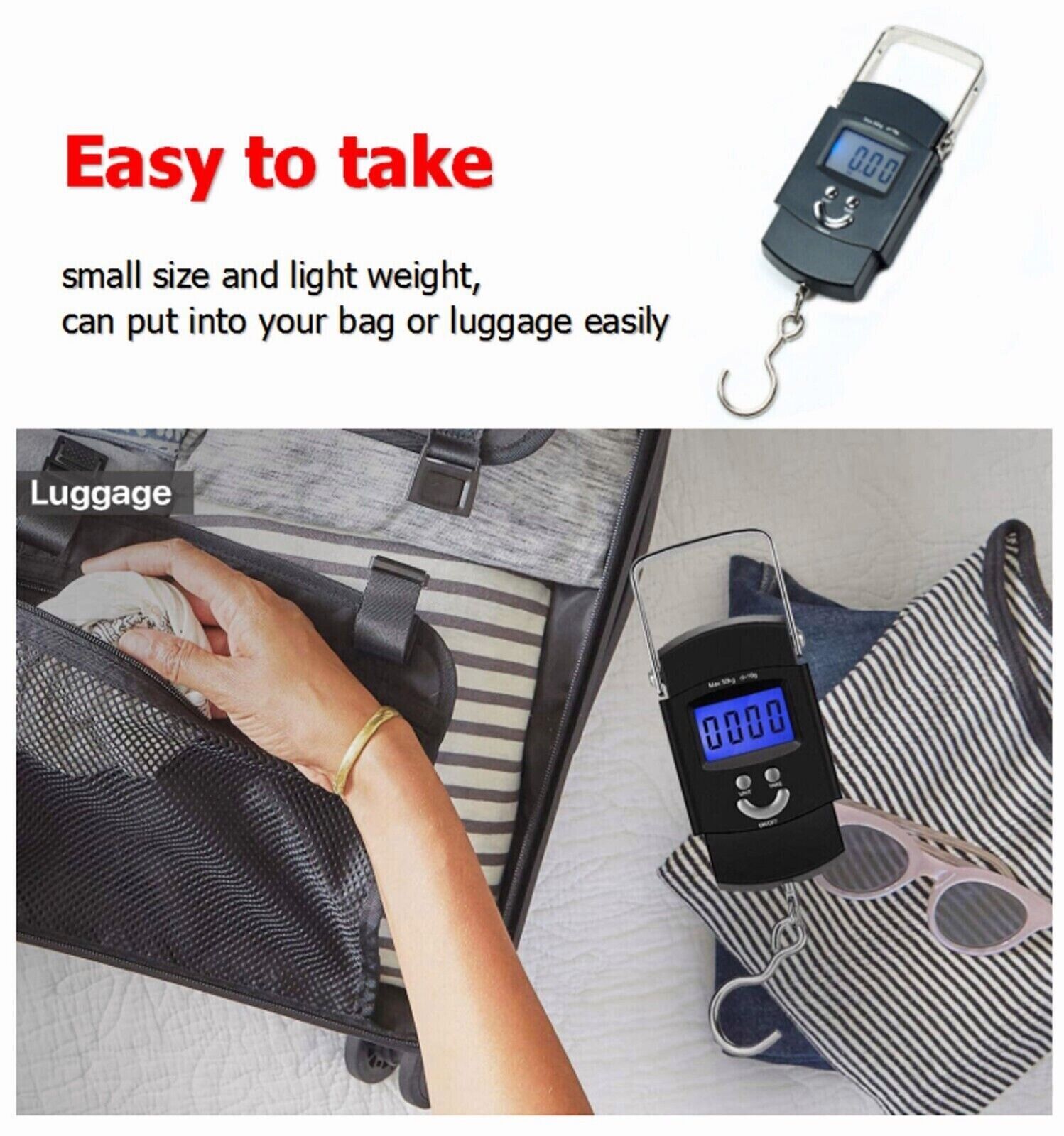 Portable FISH Scale Travel LCD Digital Hanging Luggage Electronic 110lb / 50kg Unbranded - фотография #3