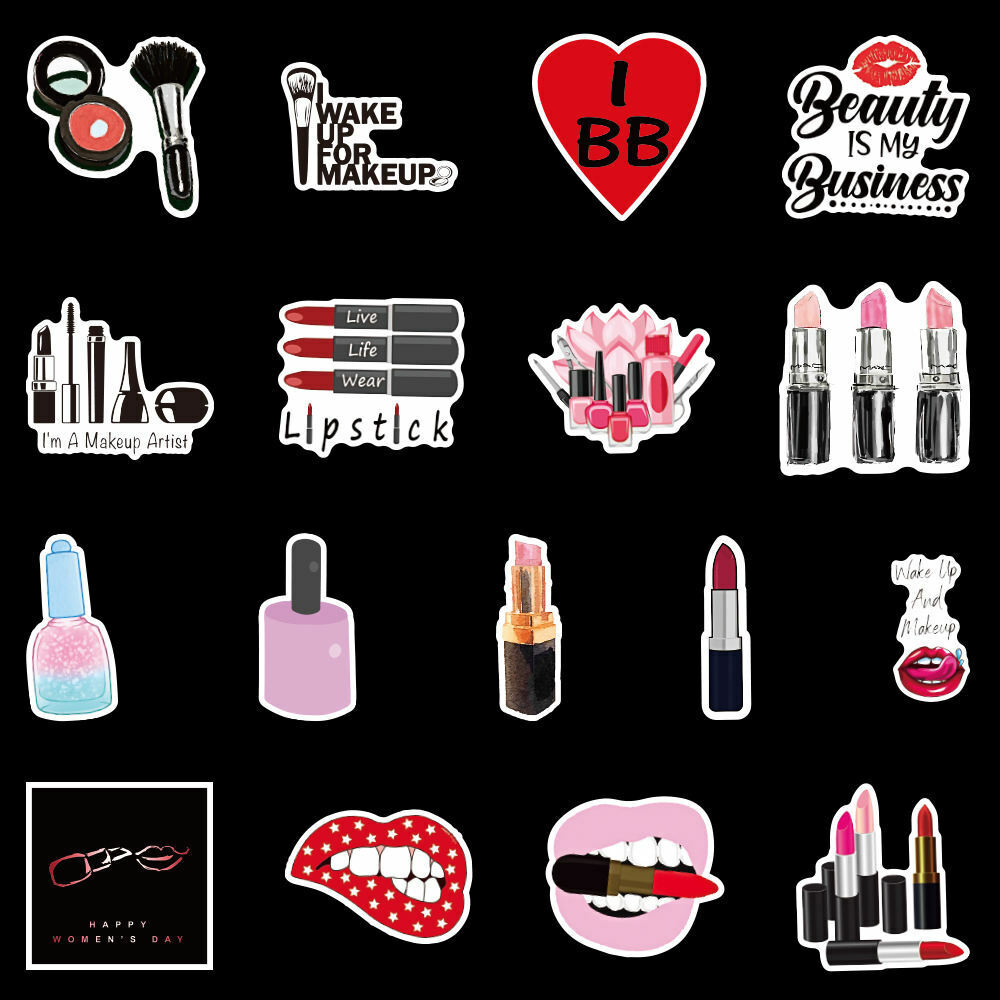 100pcs Makeup Cosmetics Stickers Cute Aesthetic Hydro Flask Laptop Girls Girlie Hyperealm - фотография #6
