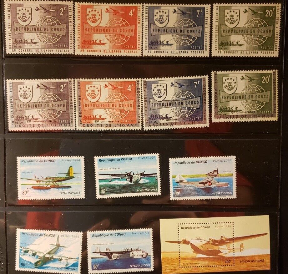 Congo Democratic Republic Aircraft & Aviation Stamps Lot of 14 - MNH -See List Без бренда