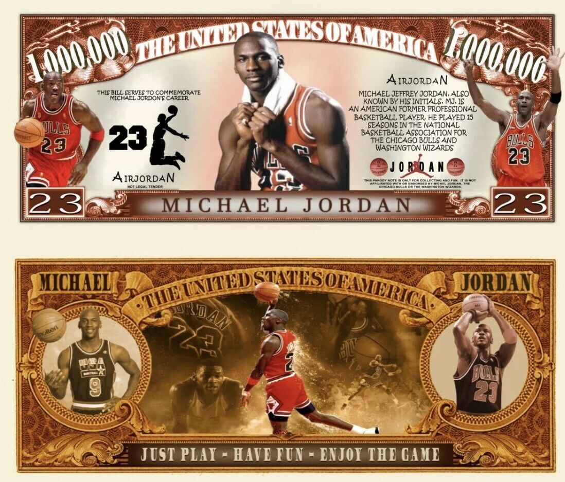 10 Each Kobe Bryant Michael Jordan LeBron James Collectible NBA Dollar Bills Unbranded - фотография #2