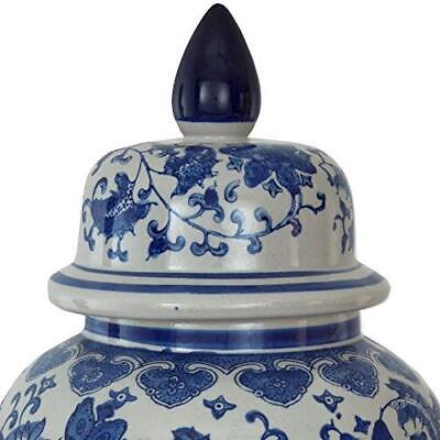 Oriental Furniture 18" & White Porcelain Temple Jar Floral Blue Does not apply Does Not Apply - фотография #3
