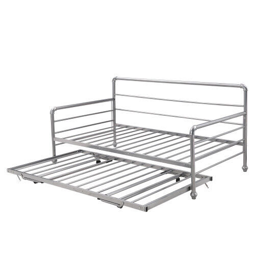 Metal DayBed w/ Trundle Sofa Bed Twin to King Size Metal Bed Platform Bed Fetines Does Not Apply - фотография #10