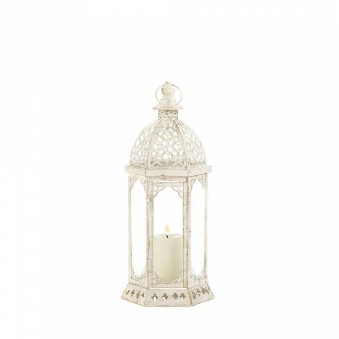 Lot 6 Distressed White 16 in Tall Lantern Candleholder Centerpieces  Gallery Of light 10017449 - фотография #4