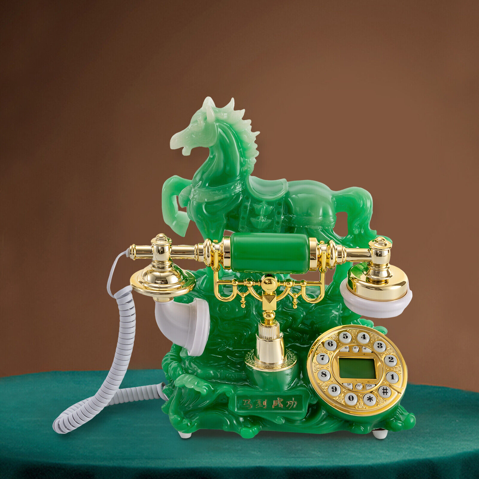 Retro Horse Design Telephone Dial Corded Phone Exquisite Workmanship Green Unbranded Does not apply - фотография #5