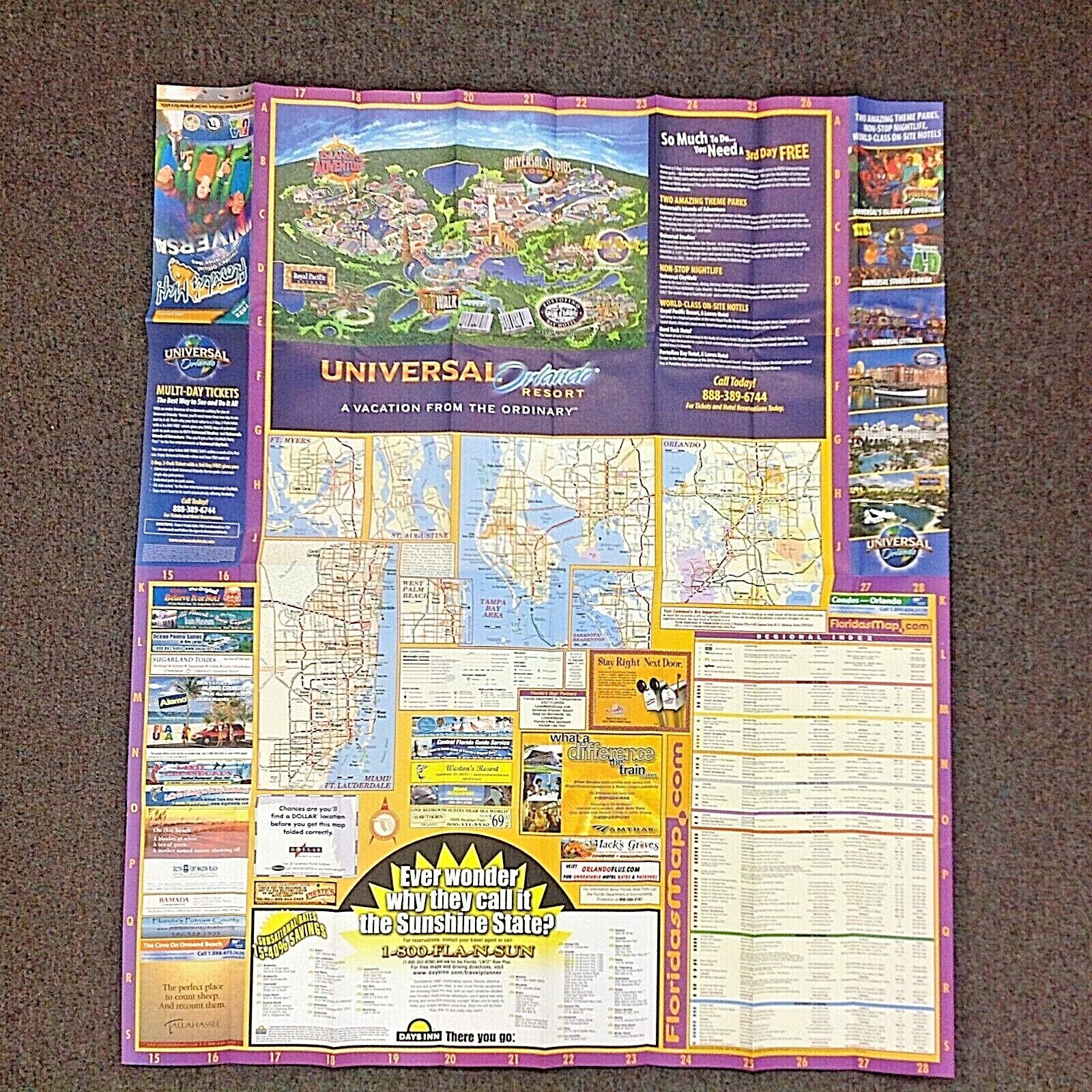 Vintage Lot of 4 Millennial Maps Florida 2000-2003 Universal Studios Orlando FL Без бренда - фотография #6