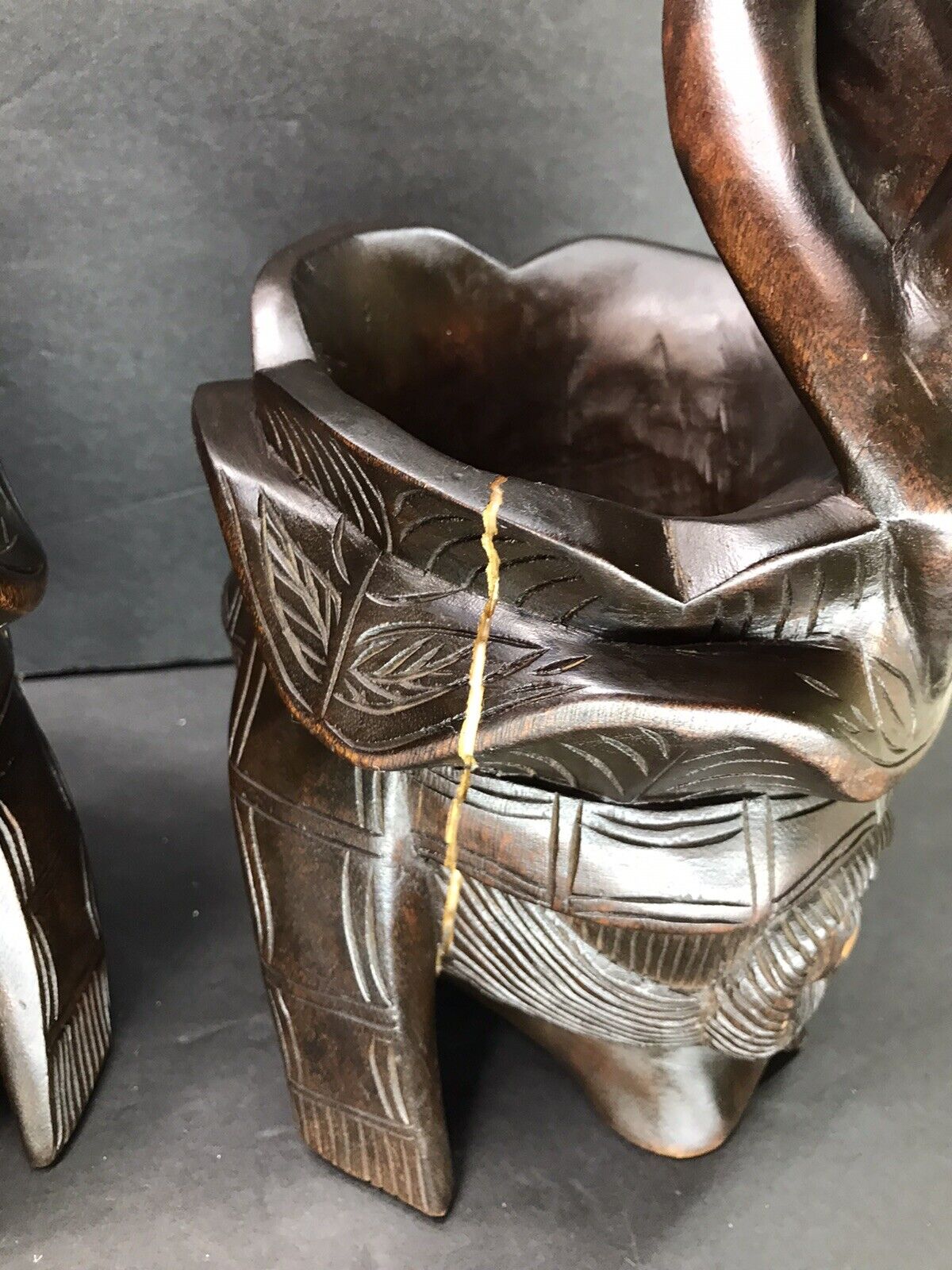 Pair of Philippine Igorot Hand Carved Wood Offering Bowl Statue Head Hunter Без бренда - фотография #9