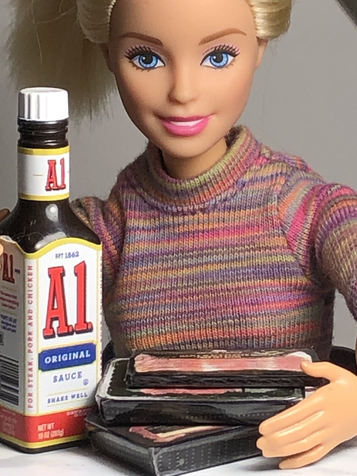 4pc BARBIE Doll FOOD Lot A1 STEAK Sauce 🥩  Bacon Little Kitchen Meat 1:6 SCALE Unbranded - фотография #6