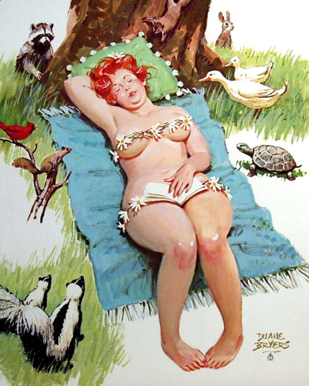 Print -  Duane Bryers' plump and pretty Pin-up Hilda - Outdoor Nap Без бренда
