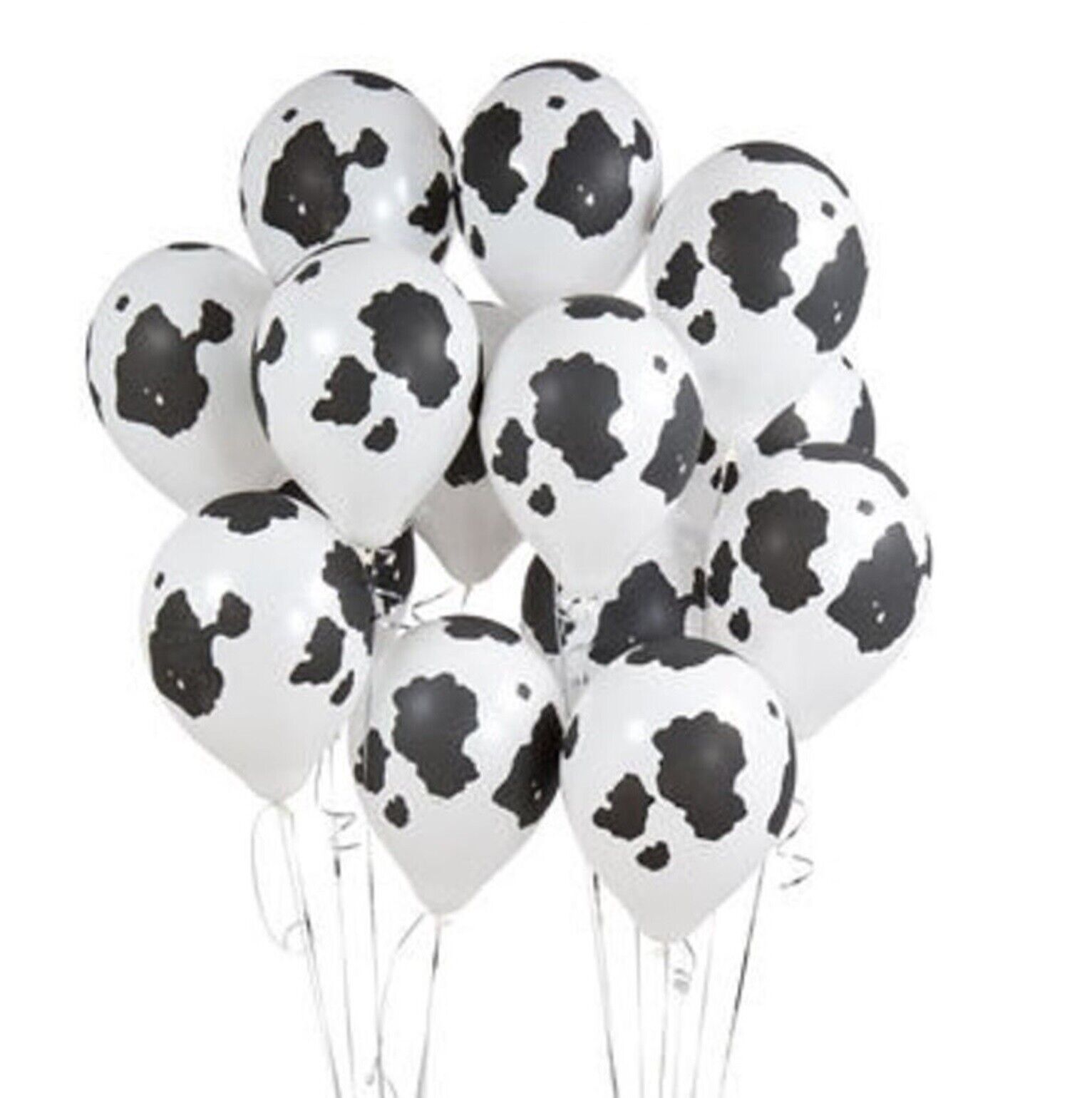 12 PACK Cow Print Balloons 12" Farm Party Decorating Barnyard Theme heifer Black Unbranded Does Not Apply - фотография #2