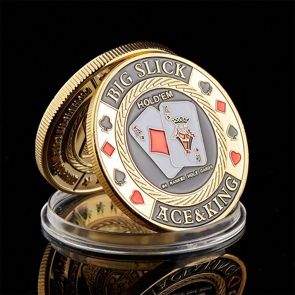 5PCS Casino Poker Chips Guard "Big Slick Ace&King" Souvenir Coin Art Poker  Без бренда - фотография #2