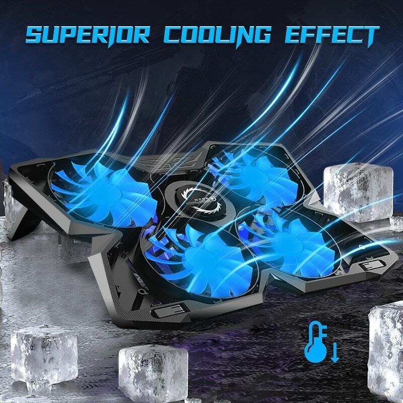 Laptop Cooling Pad 2 USB 5 Fan Gaming Led Light Notebook Cooler For 12-17inch CoolCold Does not apply - фотография #2