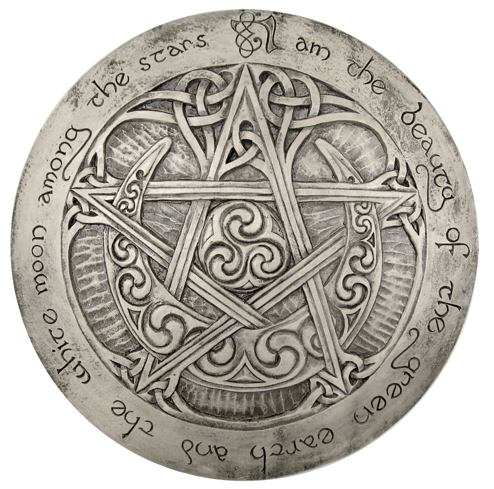 Large Moon Pentacle Plaque - Stone Finish - Dryad Design Pagan Wicca Pentagram Без бренда