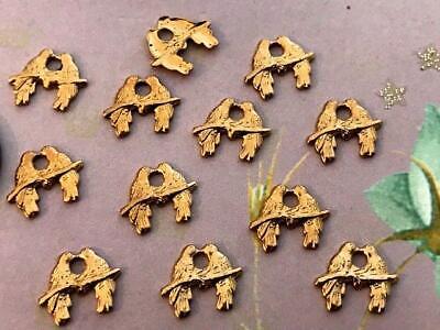 Vintage Small 8 x 10mm Brass Lovebird Charms Cabs Findings 12 Без бренда