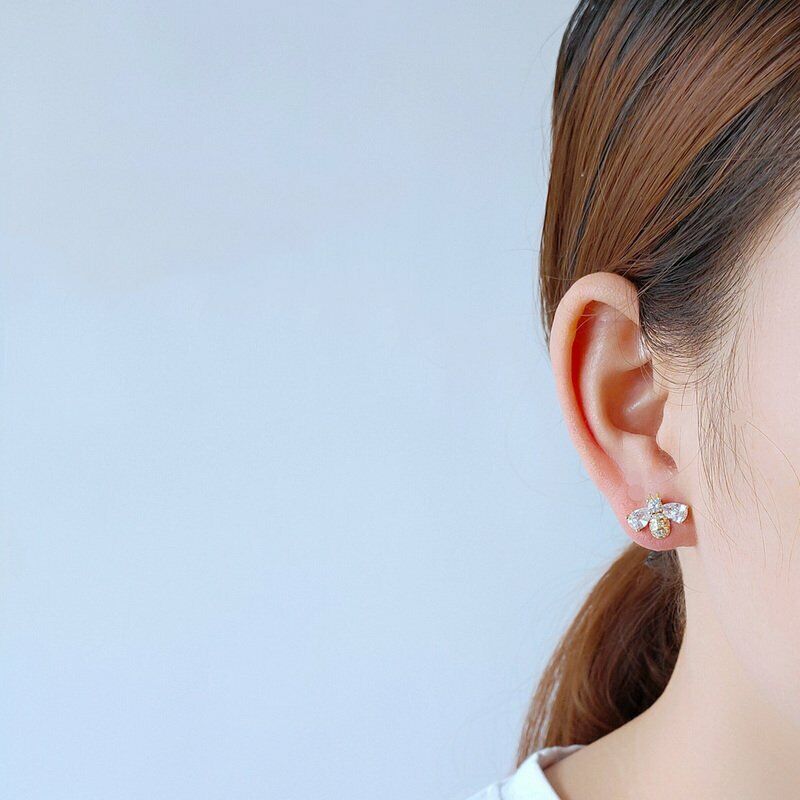925 Silver Crystal Bee Zircon Earrings Dangle Charm Wedding Women Jewelry Rinhoo Does not apply - фотография #3